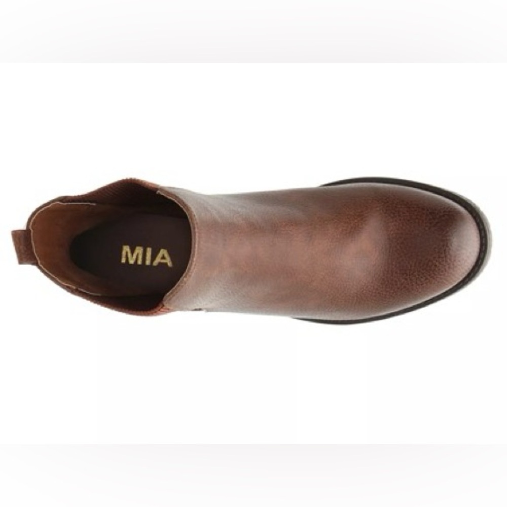 S45. NWT Mia Jody Chelsea Boot Luggage Brown Faux Leather 9.5M - Picture 7 of 10